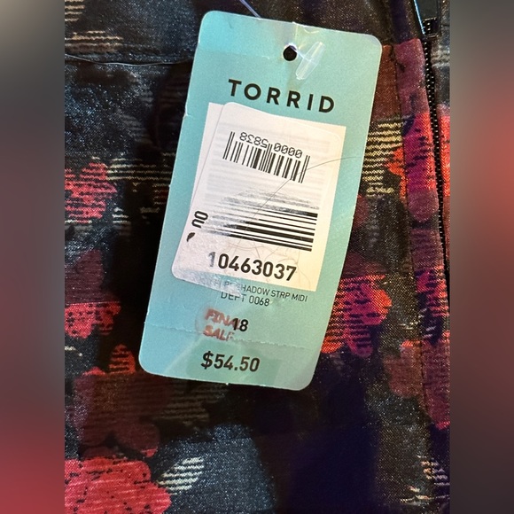 Torrid multi floral shadow stripe midi skirt Size 18 - Picture 5 of 5